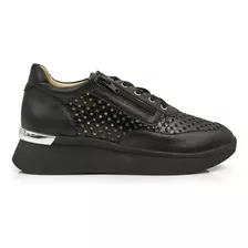 Zapatilla Mujer Cuero Urbana Sneaker Briganti Confort Cierre