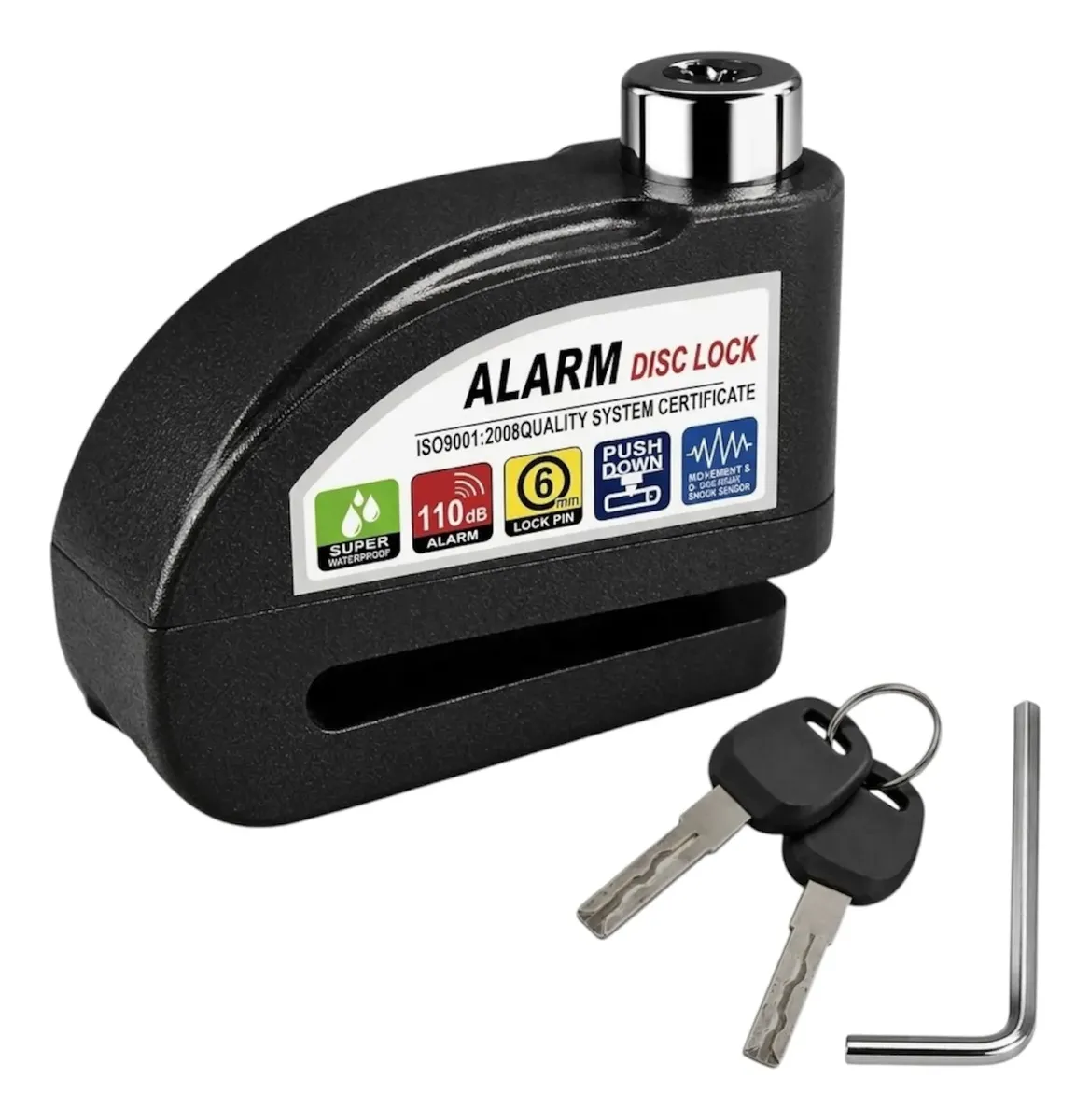 Traba Disco Alarma Moto Candado Freno Rueda Bici 110db Negro