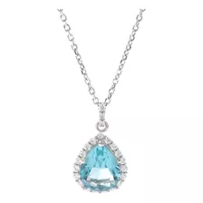 Cadena De Plata 925 Con Cristal Azul Mujeres O Niñas