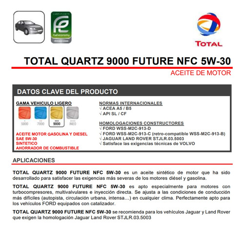 Aceite Sinttico Total Quartz 5w30 Motor Gasolina - 5 Litros Foto 3