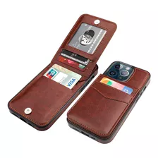 Funda Para iPhone 13 Pro, Con Tarjetero/marron/de Cuero