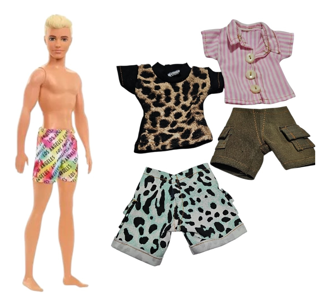 Muñeco Ken Original Mattel + 3 Conjuntos De Ropa Adicionales