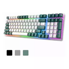 Teclado Gamer Free Wolf K3 Qwerty Eje Verde Español Color Blanco Y Verde Con Luz Rgb