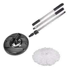 Refil Mop Esfregão Cabo 360 Inox Base Kit- 3 Em 1