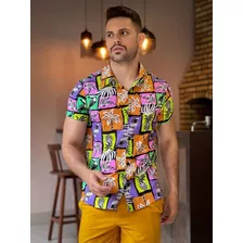 Camisa Viscose, Manga Curta, Tropical Sun