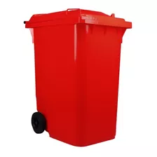 Contenedor De Basura Industrial 360 Lts Ruedas, Tapa Rojo