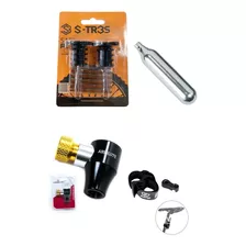 Kit Reparo Tubeless + Cartucho Co2 C/ Bico E Suporte Fixação