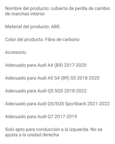 Cubierta Para Palanca Velocidades Audi A5 2018 Al 2023 Foto 10