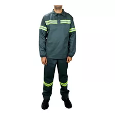 Kit 6 Conjuntos Brim Camisa E Calça Com Faixa Refletiva 