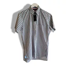 Camisa Tommy Hilfiguer Manga Corta A Cuadros Blanco Rosa.