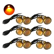 Pack De 12 Unidades Luces Led Ojo De Aguila 23mm Led Ambar