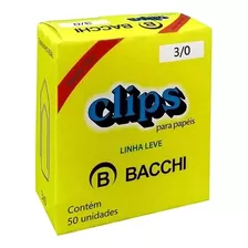 Clips Bacchi 3/0 De Aço Galvanizado Para Papel Linha Leve
