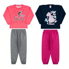 Combo 2 Conjunto Menina Infantil Moda Inverno Quente Algodão