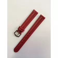 Pulseira Para Relogio Em Couro Legitimo 14 Mm Vermelho