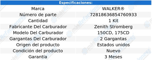 Kit Para Carburador 2500 L6 2.5l De 1972 A 1974 Walker Foto 2