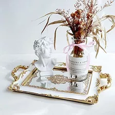 Bandeja Decorativa Con Espejo Rectangular De Cristal Grande 