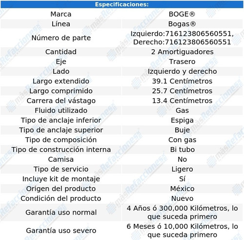 Par Amortiguadores Gas Traseros Almera 2001-2005 Bogas Foto 2