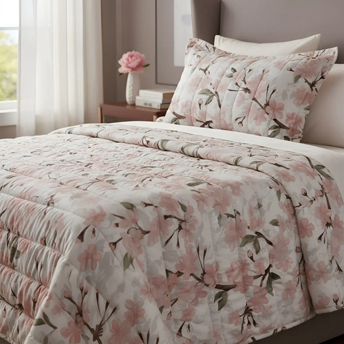 Cubrecama Matelaseado 1 Plaza Con Funda De Almohada