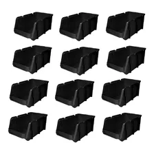 Kit 12 Gavetas Plástica Surtek Negro Apilable 11 X6 X5 7 Kg