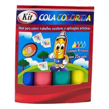 Cola Colorida Caixa C/4 Frascos 25g Cada Lavavél Escola