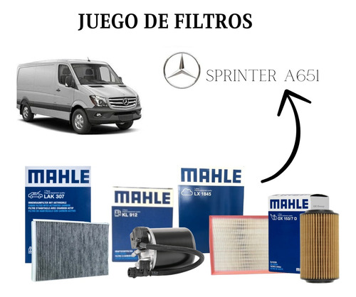 Juego Filtros Sprinter A651 Mahle Y Aceite 5w30 Mb Importado Foto 2