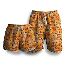 Kit Casal Short Zeca Pagodinho 3d Full Print Praia Verão