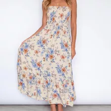 H Vestido Mujer Verano Bohemio Estampado Floral Straples 110