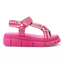 Sandalias Slides Moleca Con Plataforma Fucsia Para Mujer