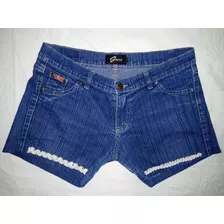 Short Jean Dama Gross Con Broderie