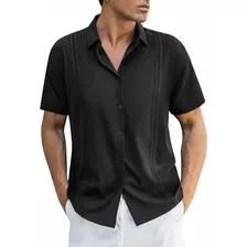 Camisa De Manga Corta De Playa Guayabera Cubana Para Hombre