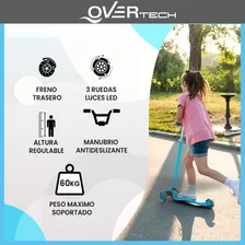  Overtech Mini-881 Monopatin Con Luces Led Infantil Niños Reforzado Color Negro