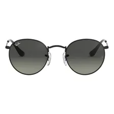 Óculos De Sol Masculino E Feminino Round Flat Redondo Preto Lente Com Degrade Cinza Escuro Ray-ban