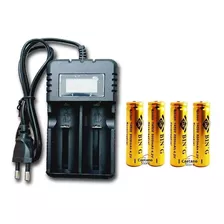 Carregador + 4 Bateria 14500 4.2 8800mah P/ Lanterna Recarre