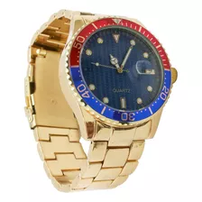 Relógio De Pulso Masculino Quatz Pulseira Dourada B5687