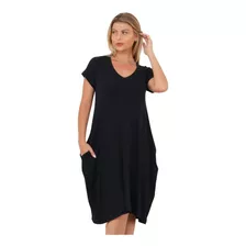 Vestidos Midi Médio Soltinho Malha Fria Verão Com Bolso Top