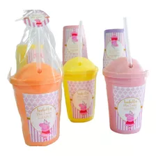 Vasos Plásticos Personalizados Peppa 15un+bol+sorb