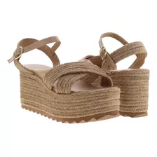 Sandalias De Plataforma Casual Tiras Cruzadas Yute 