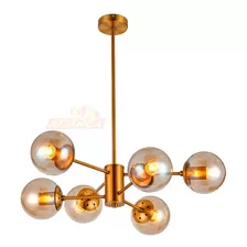 Lustre Moderno Pendente Nitrolux Pa-02 Dourado 6 Lampadas