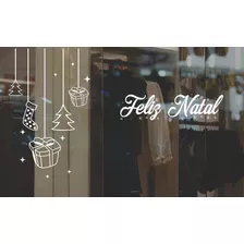 Adesivo Decorativo De Vitrine Feliz Natal E Pinheiro