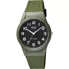 Reloj Q&q Mujer Vq50j029y Correa Wr100 Color De La Correa Verde Color Del Fondo Negro Vq50j029y