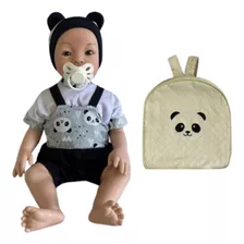 Bebe Reborn Menino Boneco Real Roupa De Panda E Kit
