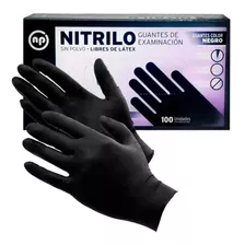 Guantes Descartables Antideslizantes Np Color Negro Talle S De Nitrilo X 100 Unidades