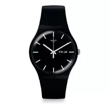 Reloj Swatch Mono Black De Silicona Hombre Mujer Color De La Malla Negro Color Del Bisel Negro Color Del Fondo Negro