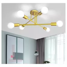 Lámpara De Techo Colgante Iluminación Moderna Dorado 6 Luces