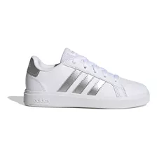 Tenis adidas Grand Court 2.0 Blanco Con Plateado Para Niña