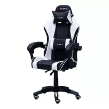 Cadeira Gamer Racer-x Regulável Reclinável 30 Graus Cor Branco Material Do Estofamento Couro Sintético