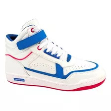 Tenis Casual Urban Shoes Tall Blanco Con Azul Para Junior