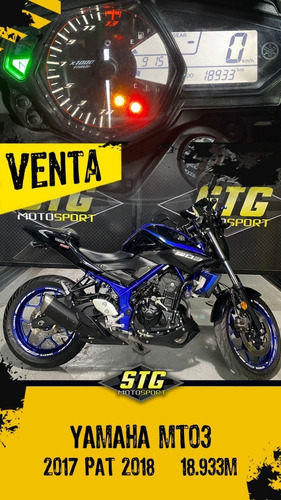 Yamaha Mt03 2017 Pat 2018 - No Z400 - Usado En Stg Motosport