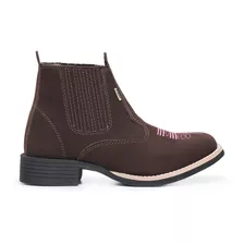 Bota Botina Femina Texana Couro Country Rodeio Bico Quadrado