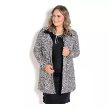 Sobretudo Estampado Animal Print Oncinha E Preto - Moda Pop